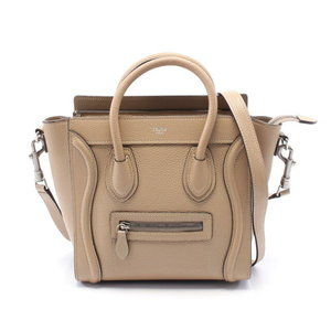 Celine Luggage Handbag Beige Leather